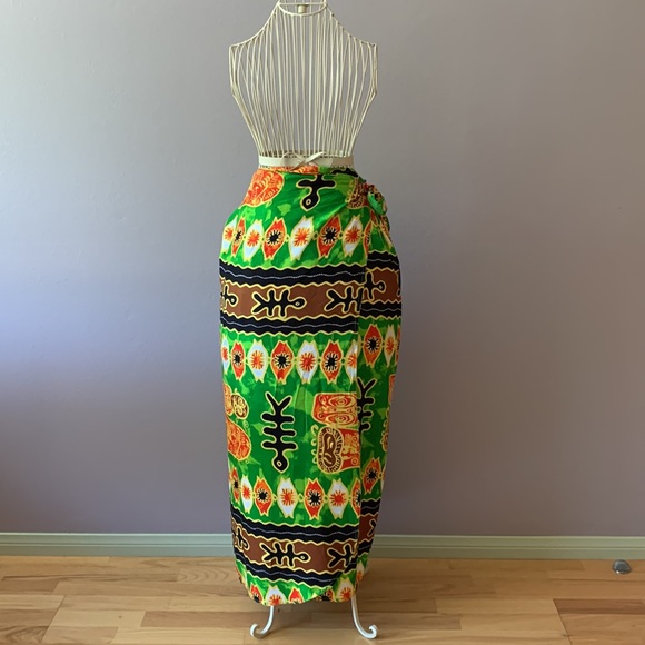Stunning Vintage 💚🤎2PC Set Wrap skirt Pareo Coverup & Top - Picture 7 of 16